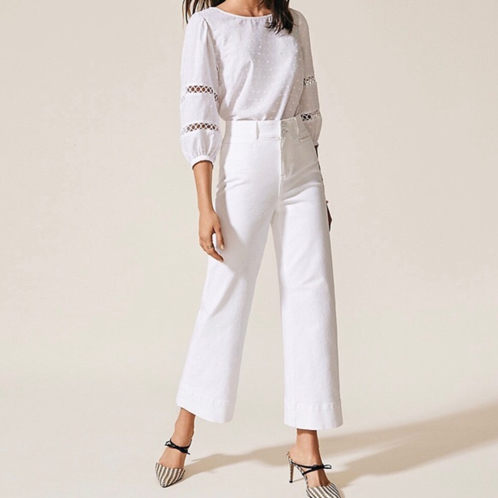 Ann Taylor White Wide Leg Jeans